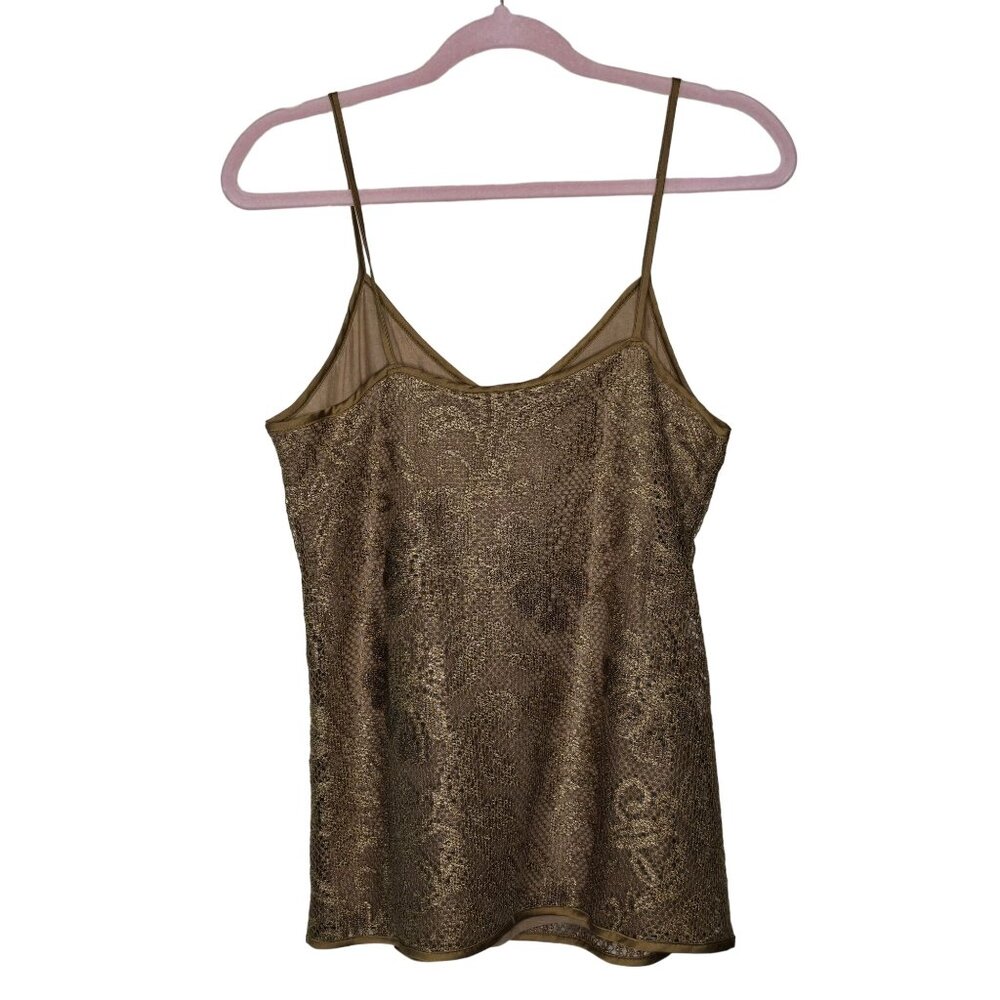 Banana Republic Heritage Women's Floral Gold Lace Cami Tank Top M Lined - Picture 6 of 6